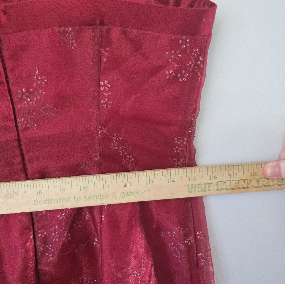 Zum Zum Prom Dress Maxi Gown 11/12 Red 90s Y2K Whimsigoth Vampy Dark Romantic - Picture 12 of 15